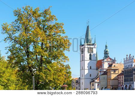 White Tower Of All Saints Church Near Main Peace Square, Litomerice, Czech Republic