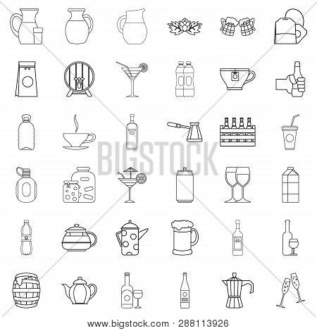 Bottle Crate Icons Set. Outline Style Of 36 Bottle Crate Icons For Web Isolated On White Background