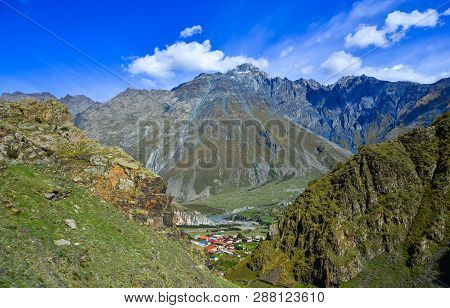 Mountain Village In Kazbegi, Georgia