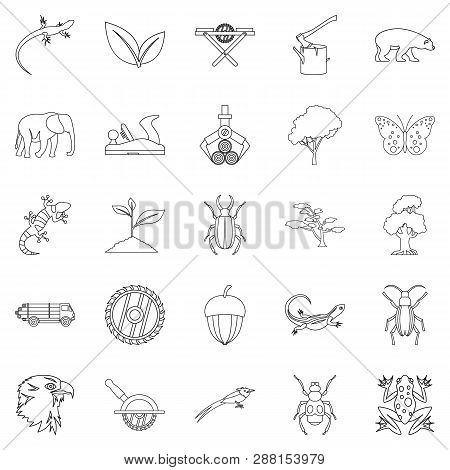 Ligneous Icons Set. Outline Set Of 25 Ligneous Icons For Web Isolated On White Background