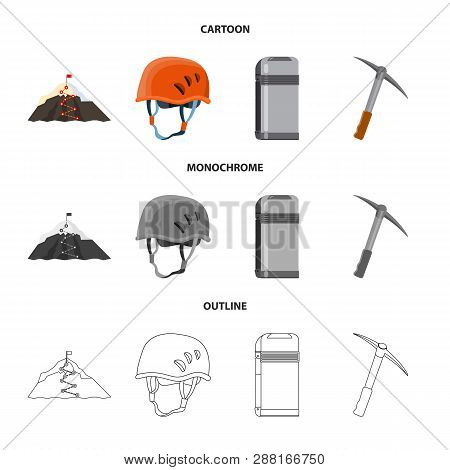 Isolated Object Of Mountaineering And Peak Icon. Collection Of Mountaineering And Camp Stock Vector 