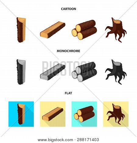 Vector Design Of Tree   And Raw  Icon. Set Of Tree   And Construction Vector Icon For Stock.