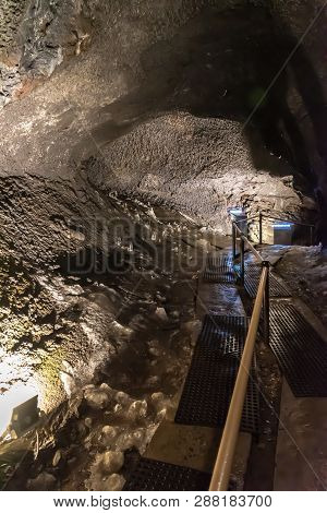 Yamanashi Prefecture, Japan 13 April 2018 : Wind Cave & Ice Cave In Fugaku Japan. The Fuji Fugaku Wi
