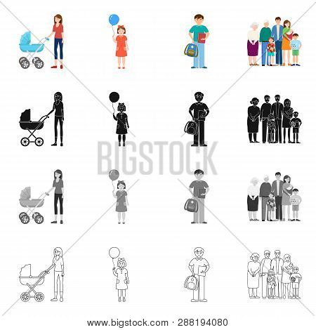 Vector Design Of Character And Avatar  Sign. Set Of Character And Portrait Stock Vector Illustration