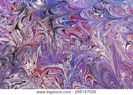 Abstract Beautiful Drawing Of Ebru .turkish Style Of Painting Ebru On Water With Acrylic Paints Swir