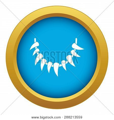 Tooth Necklace Icon Blue Vector Isolated On White Background For Any Design
