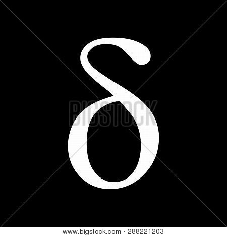 Lowercase Delta Icon Illustration. White Letter On Dark Background.