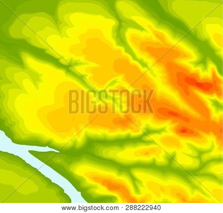 Topographic Map Contour Background. Topo Map With Elevation. Contour Map Vector. Geographic World To