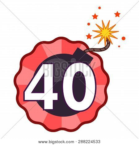 Fourties Anniversary Illustration. Birthday, Celebration, Greeting. Festive Concept. Vector Illustra