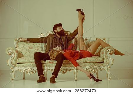 Passion Concept. Passion Feeling Of Sexy Couple. Family Couple Feel Passion. Passion And Love Relati