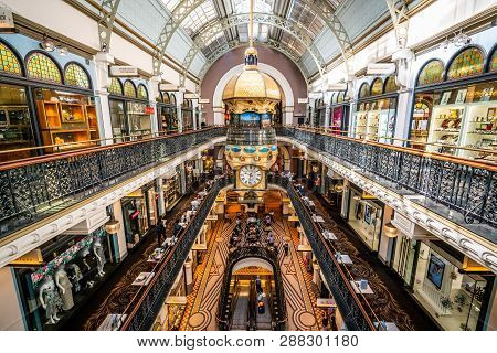 23rd December 2018, Sydney Nsw Australia : Interior View Of Queen Victoria Building Or Qvb Shoppping
