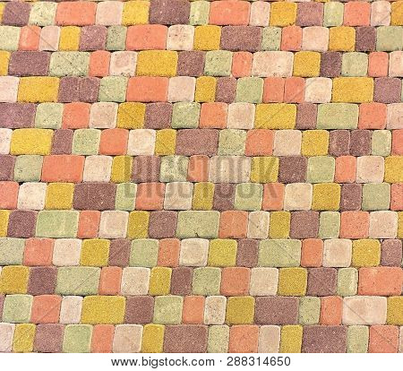 Rectangular Colored Road Rectangular Tiles From Cement Background