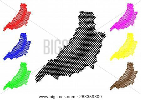 Phrae Province (kingdom Of Thailand, Siam, Provinces Of Thailand) Map Vector Illustration, Scribble 