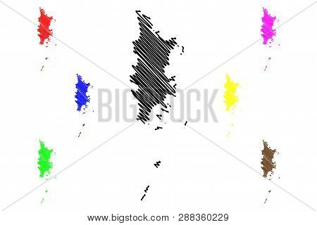 Phuket Province (kingdom Of Thailand, Siam, Provinces Of Thailand) Map Vector Illustration, Scribble
