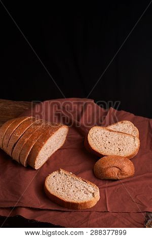 Breads Concept Of Teasty Home Food Close Up On Wooden Background