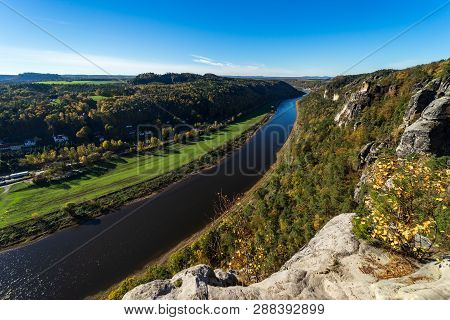 The Elbe Valley In Saxon Switzerland (saechsische Schweiz). Germany.