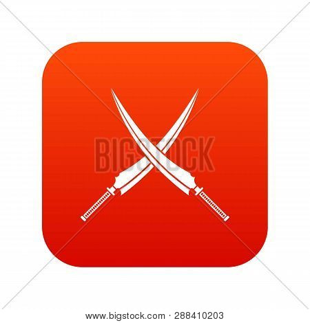 Samurai Swords Icon Digital Red For Any Design Isolated On White Illustration
