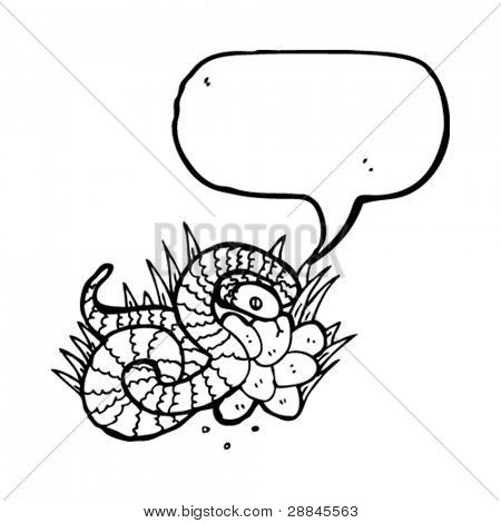 cobra no ninho de ovos com bolha do discurso