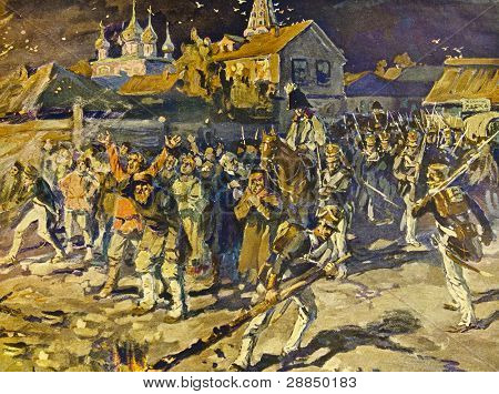 Brand i Moskva 1812. Illustration af kunstneren A.P. Apsit fra bogen 