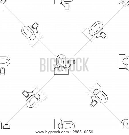 Woman Take Selfie Pattern Seamless Repeat Geometric For Any Web Design