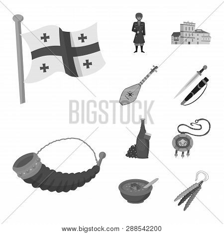 Isolated Object Of Attributes And Tourism Symbol. Collection Of Attributes And National Vector Icon 