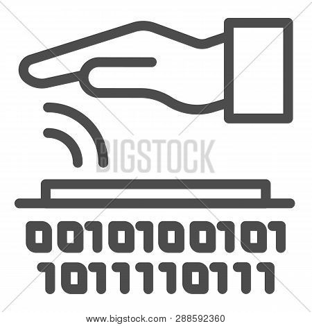 Palm Recognition Line Icon. Verification Palmprint System Vector Illustration Isolated On White. Ide