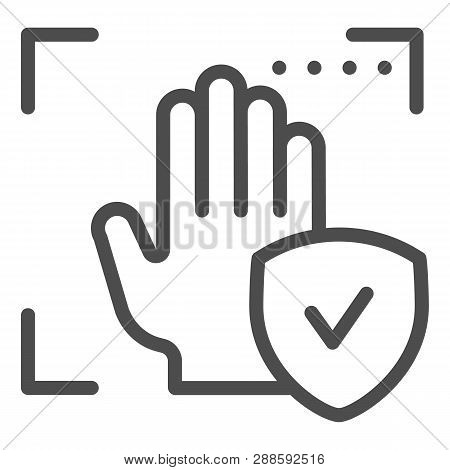 Palm Recognition Approved Line Icon. Verification Palmprint System Accepted Vector Illustration Isol