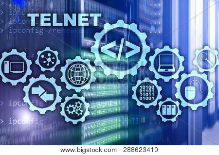 Teletype Network Protocol. Telnet Virtual Terminal Client. Internet And Network Concept. Telnet