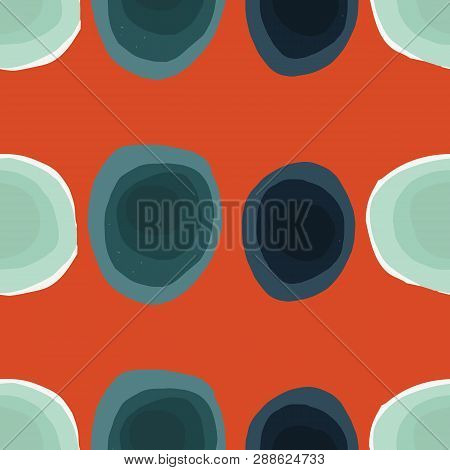 Organic Abstract Modern Red Green Teal Black Seameless Pattern.