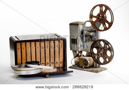 Old Vintage Movie Case And Reels.