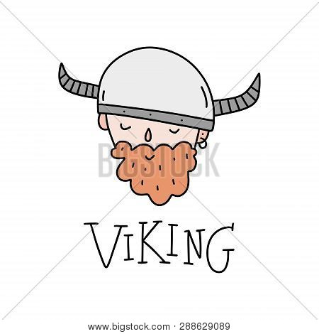 Cute Viking Cartoon Character, Scandinavian Style. Vector Illustration.