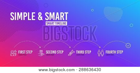 Infographic Timeline. Escalator, Cleaning And Loyalty Program Icons Simple Set. Restroom Sign. Eleva