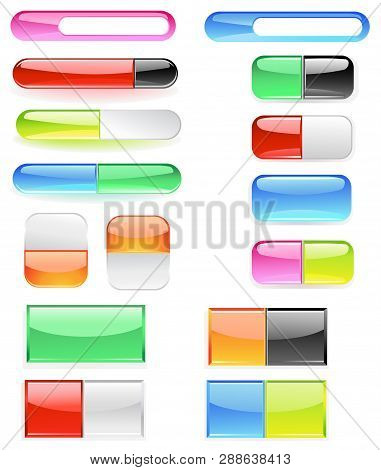 Banner, Made Of Bright Colored Glass, Are Divided Into Two Buttons.