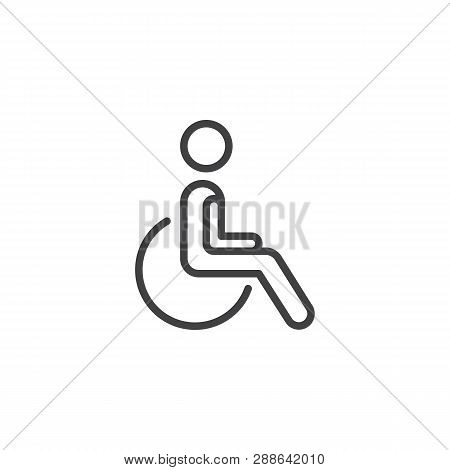 Wheelchair Handicap Line Icon. Linear Style Sign For Mobile Concept And Web Design. Disability Outli