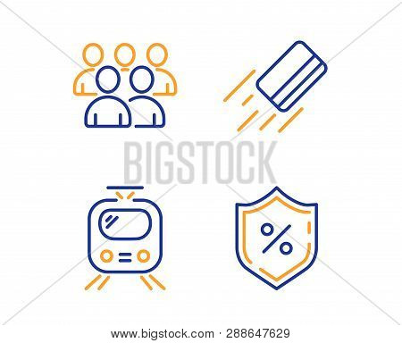 Train, Credit Card And Group Icons Simple Set. Loan Percent Sign. Tram, Bank Payment, Developers. Pr
