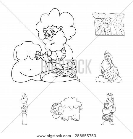 Isolated Object Of Primitive  And Archeology Symbol. Set Of Primitive  And History  Vector Icon For 