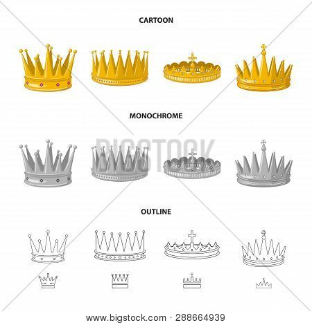 Vector Illustration Of Medieval And Nobility Sign. Set Of Medieval And Monarchy Vector Icon For Stoc