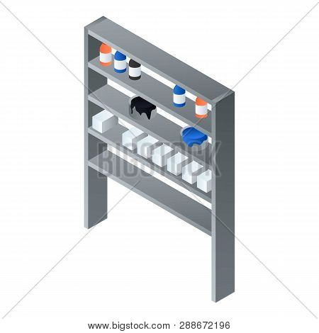 Shelf Home Paint Bucket Icon. Isometric Of Shelf Home Paint Bucket Vector Icon For Web Design Isolat