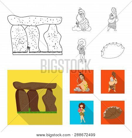 Vector Illustration Of Evolution  And Prehistory Logo. Collection Of Evolution  And Development  Sto