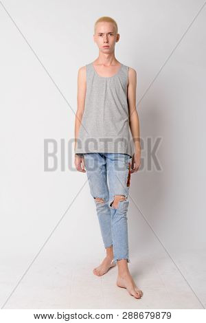 Full Body Shot Of Young Handsome Androgynous Man