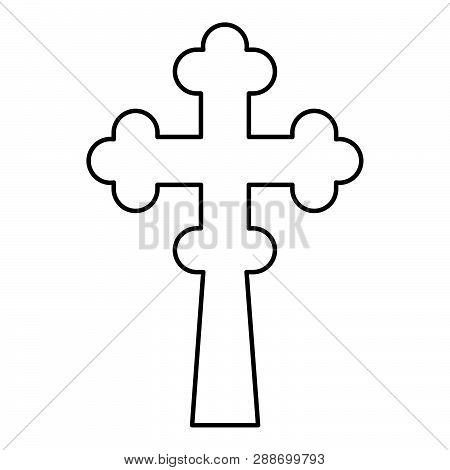 Cross Trefoil Shamrock On Church Cupola Domical With Cut Cross Monogram Religious Cross Icon Black C