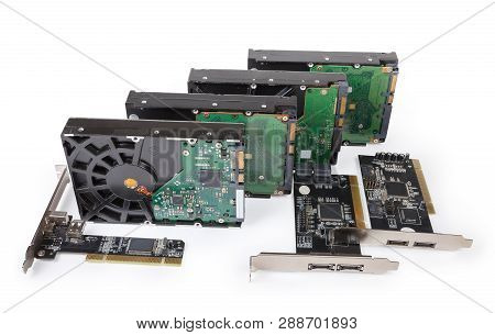 Various Used Hard Disk Drives Of Sata Interface For Use In Desktop Computers And Servers And Disk Ar