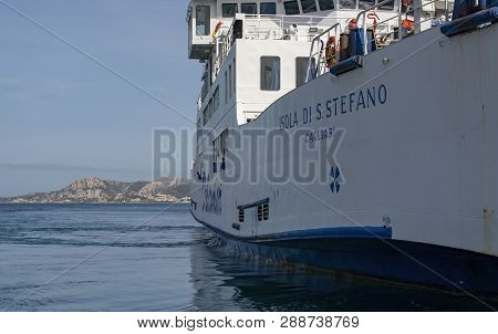 Ferry Between Palau And Isola Maddalena In Sardinia Italy
