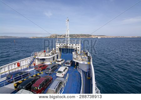 Ferry Between Palau And Isola Maddalena In Sardinia Italy