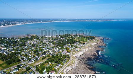 Aerial View Of Penchateau Point And La Baule Bay From Le Pouliguen, France