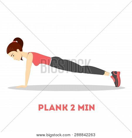 Woman Doing Plank In The Gym. Belly Burn