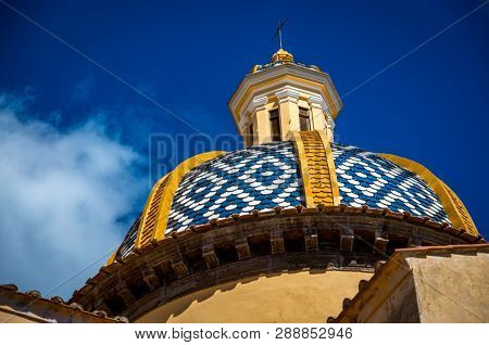San Gennaro Church With Rounded Roof In Vettica Maggiore Praiano, Italy