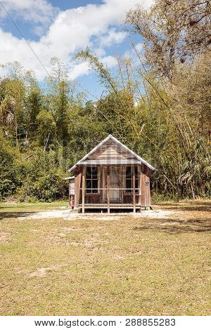 Estero, Florida, Usa - February 23, 2019:  1903 Conrad Schlender Cottage At Historic Koreshan State 