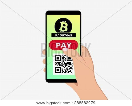 Bitcoin Mobile Payment Concept. Mobile Cryptocurrency With Blockchain Integration. Bitcoin Payment, 