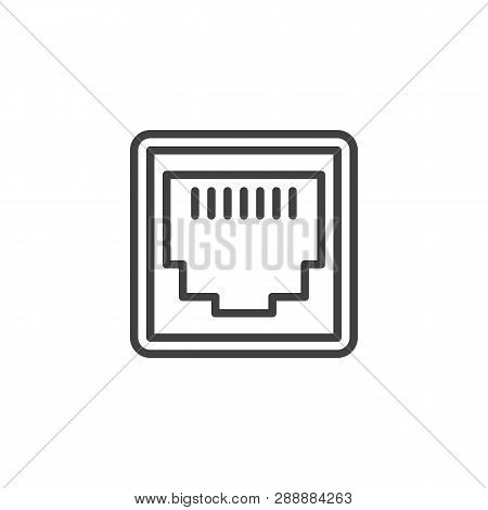 Lan Network Port Line Icon. Linear Style Sign For Mobile Concept And Web Design. Ethernet Port Socke